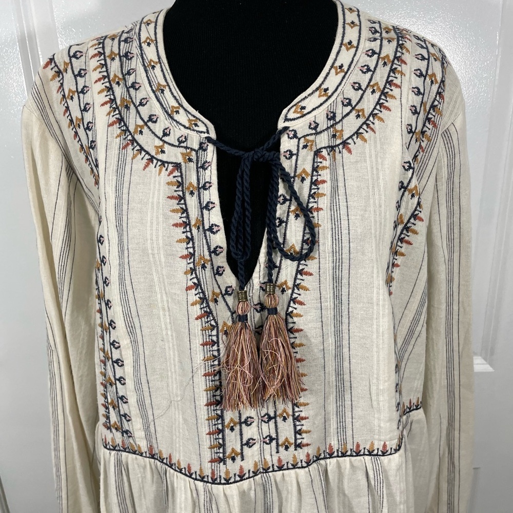 Knox Rose Cream Embroidered Long Sleeve Boho Dress Size XXL CB-103 - Picture 2 of 8